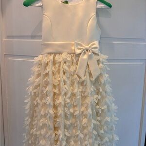 American Princess Cream Floral Applique Satin Bow Flowergirl Dress